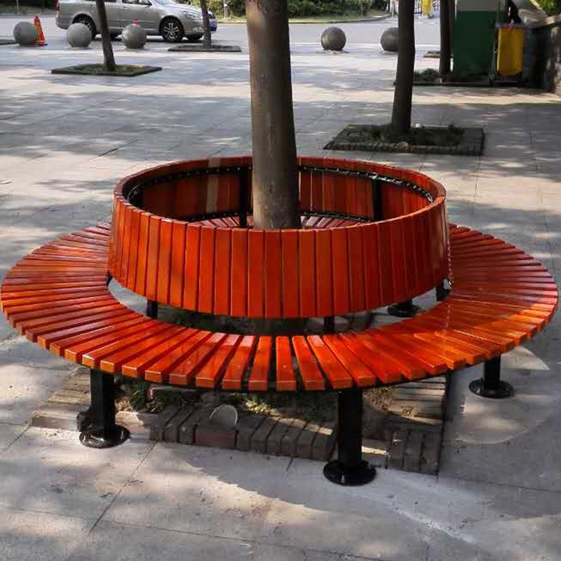 户外树围椅公园长椅防腐木定做圆椅塑木实木排椅弧形坐凳小区景观