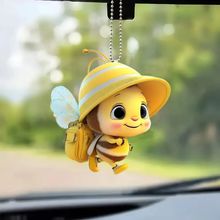 跨境新款亚克力平面向可爱小黄蜂汽车挂件