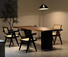 实木书桌办公桌胡桃木色电脑桌现代客厅意式轻奢书房大长桌工作台