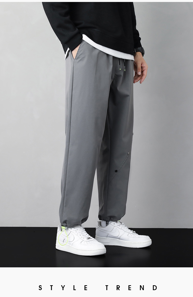 裤子2021四季新款男士休闲九分裤潮流时尚束脚男裤 ins港风小脚裤