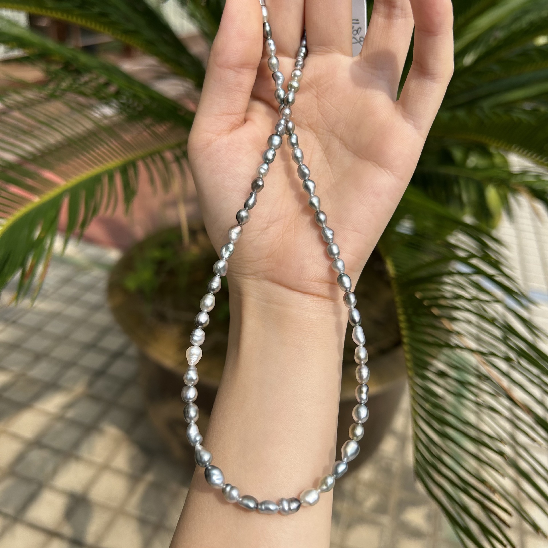 海水珍珠大溪地keshi 4-5mm铂金灰 半成品diy几乎无暇 高光高亮