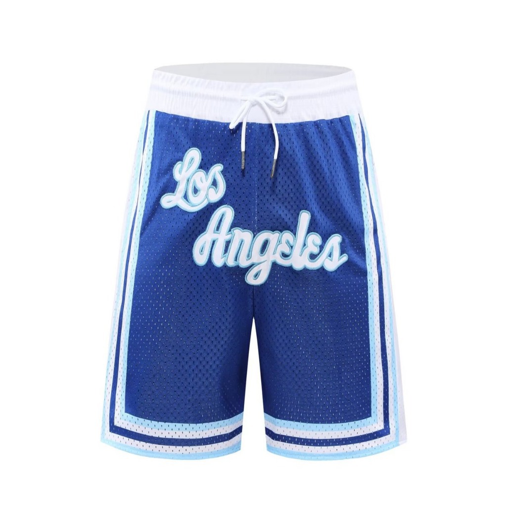 美式新款公牛湖人队男篮球训练短裤运动中裤宽松大网孔透气四分裤