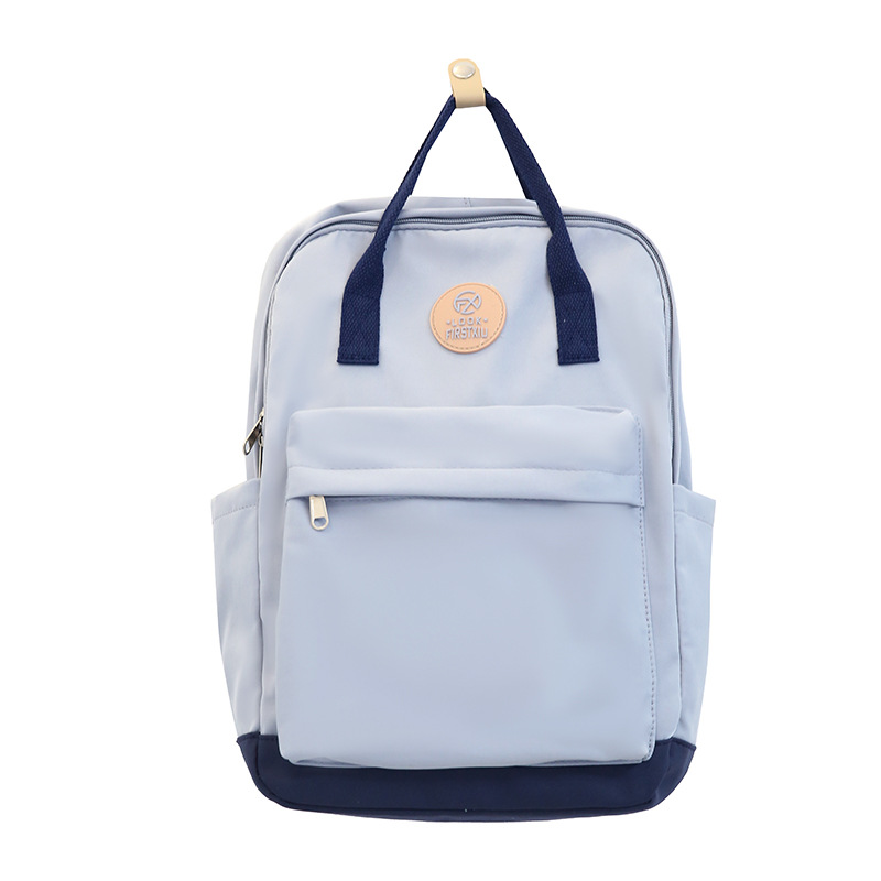 2023 New Fashion Color Contrast Backpack Japanese Simple All-Match School Handbag Backpack for High School Students Wholesale