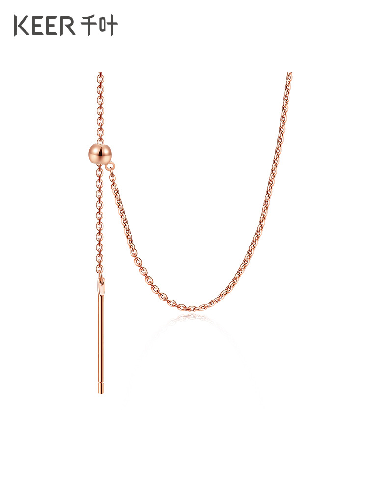 珠宝18k金针式项链o字链针球链肖邦小众锁骨链黄红色彩金女士