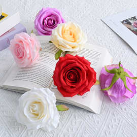 厂家定制批发10厘米圆玫瑰花头婚车设计 外贸花墙拱门婚庆插花