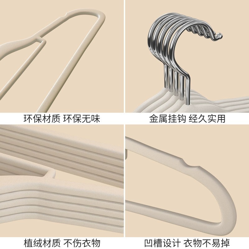 Cross-Border Flocking Clothes Hanger Non-Slip Plastic Seamless Transparent Clothes Hanger Household Adult Clothes Support Factory Wholesale Delivery