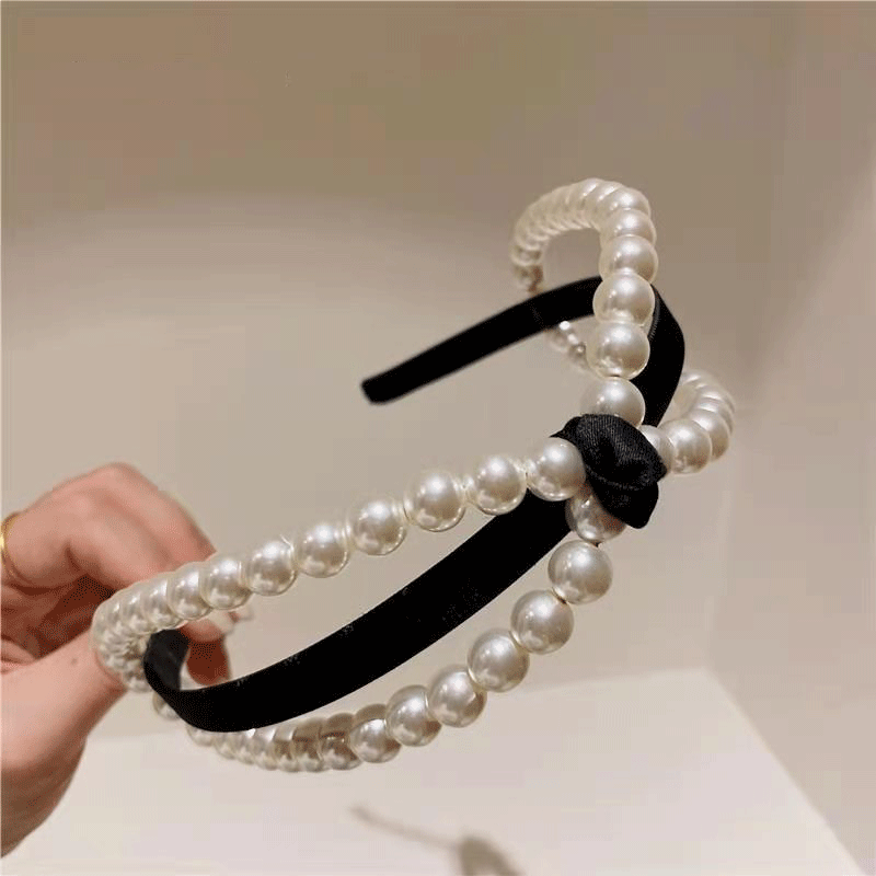厂家直销日韩版网红清新时尚百搭气质女士珍珠头箍发饰可定制批发