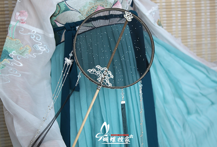 星空团扇古风长柄流苏宫扇汉服圆扇子拍摄道具自制diy团扇材料包