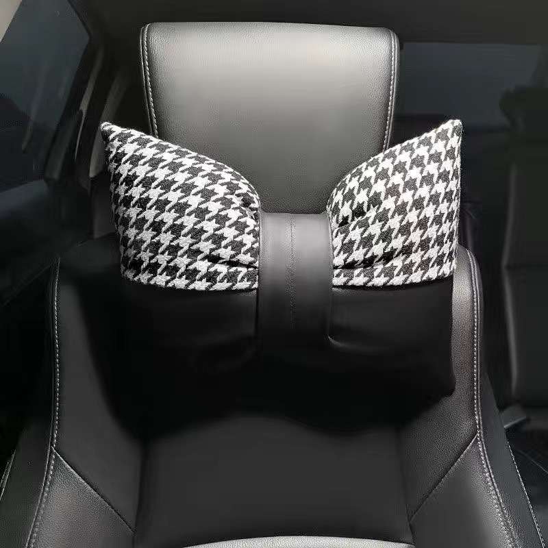 Automotive Headrest Neck Pillow Fabric Leather Double-Piece Universal Elegance and Creativity Back Cushion Lumbar Pillow Tide Automotive Headrest Neck Pillow