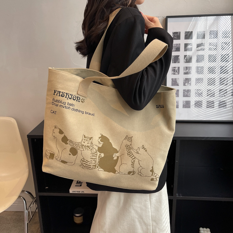 Women's Bag 2023 New Large Capacity Canvas Bag Fashionable Korean Style Fashion Handbag Japanese Style Students Class Bag