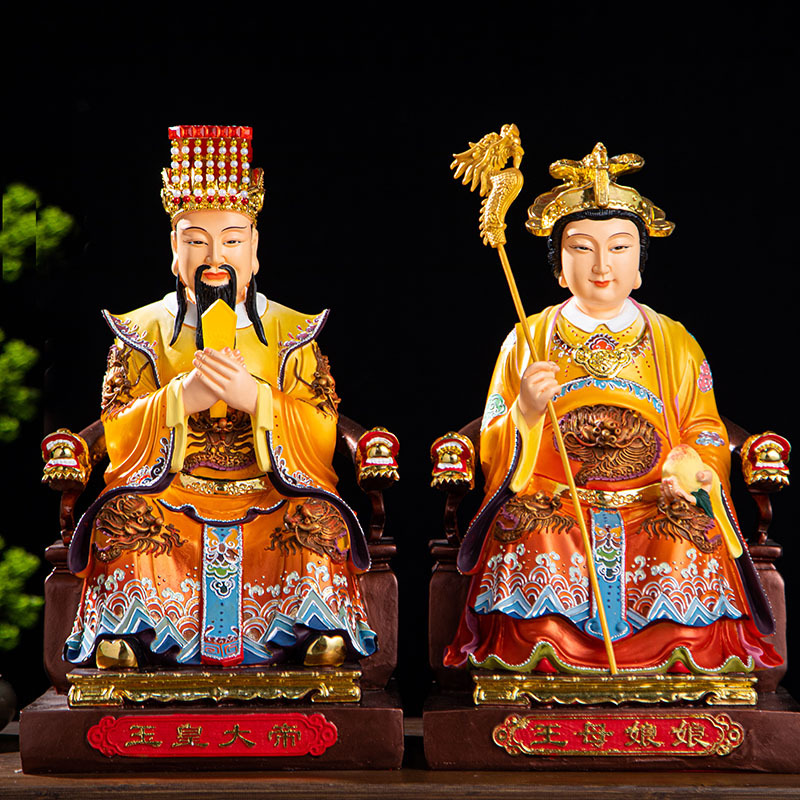 玉帝王母神像佛像玉皇大帝王母娘娘树脂佛像居家彩绘 供奉摆件
