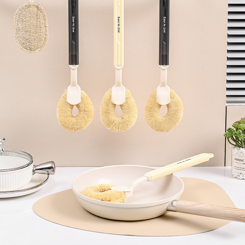 new household wok brush kitchen cleaning sponge pot artifact hanging restaurant hotel kitchen non-dirty hand long handle wok brush
