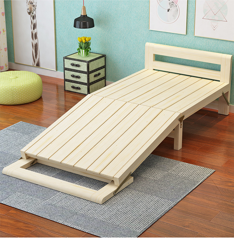 实木加宽床拼接床折叠儿童床带护栏单人午休床拼大床硬板床架
