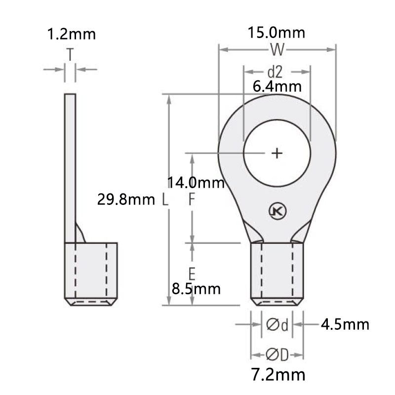 rnb86l圆形裸接线端头m6螺口冷压接线端子铜线耳接头铜鼻接线片