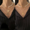 Retro Simplicity chain Mosaic Pearl Necklace Hip hop Europe and America Diamond Xingyue rose Tag Necklace Pendant Retro Simplicity chain Mosaic Pearl Necklace Hip hop Europe and America Diamond Xingyue rose Tag Necklace Pendant