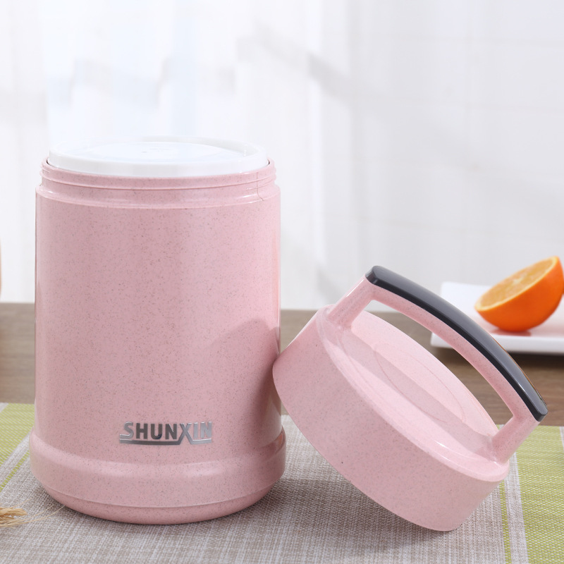 1. Shunxin Student Bento Box New Portable Straw Lunch Box Divided Lunch Box Stainless Steel Insulated Barrel Portable