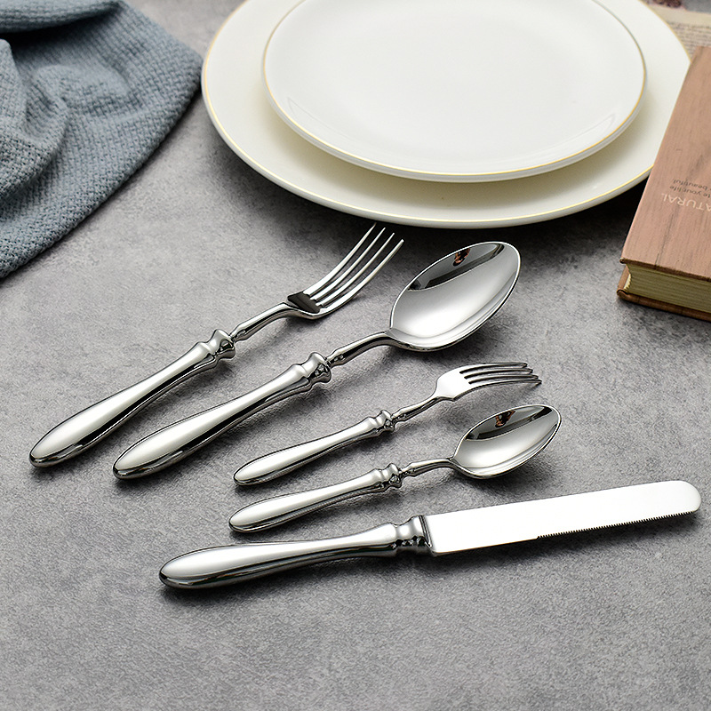 German 304 Fork Vintage Stainless Steel Spoon Full Set Simple Western Food Knife Fork Spoon Set Steak Knife Dessert Fork