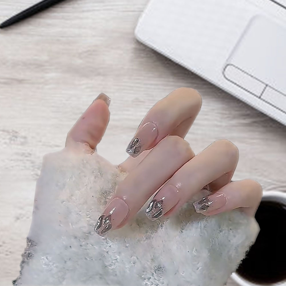 d18乌雨烟梅穿戴美甲假指甲成品爆闪冰透短t短短t甲片-阿里巴巴