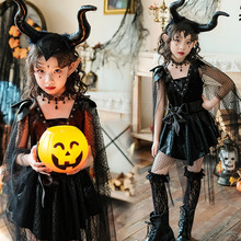 万圣节儿童cosplay服女巫舞台表演女童走秀吸血鬼暗夜精灵连衣裙