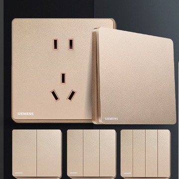 西门子开关插座睿致玫瑰金色睿智86型香槟金色无框大板面板家用插