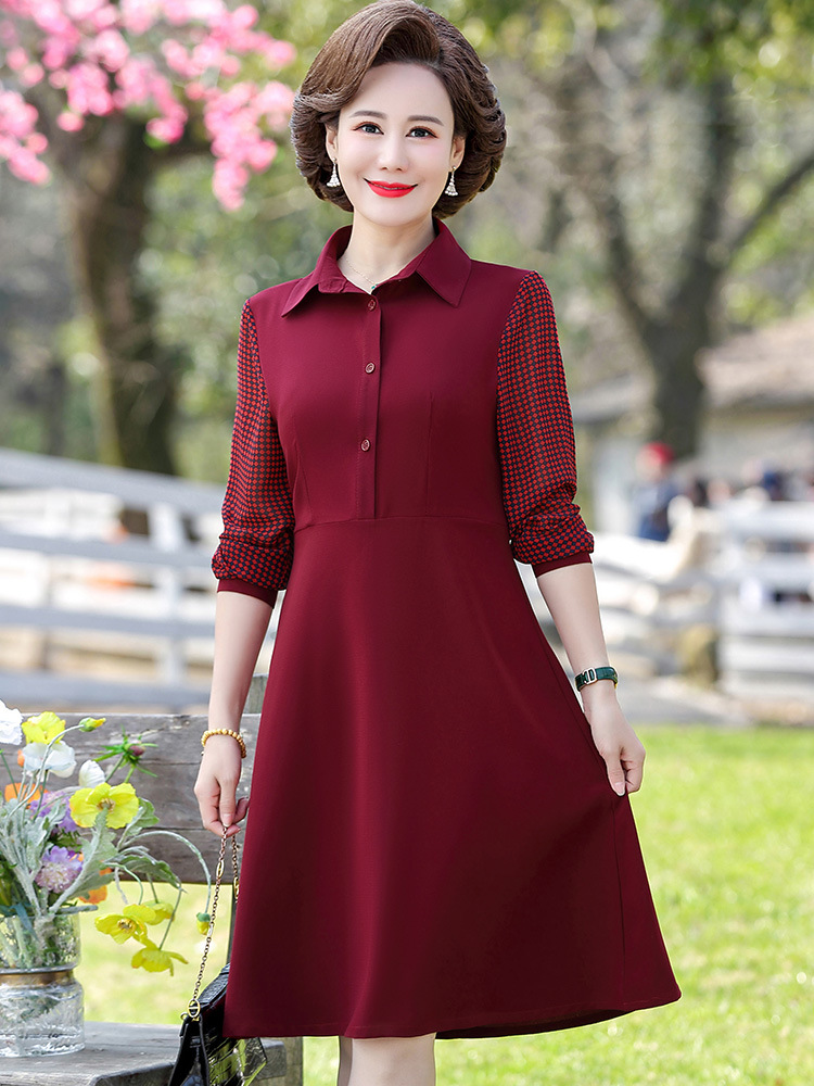 0成交0件妈妈连衣裙2022春装新款洋气长袖裙子50岁中老年女装春季气质