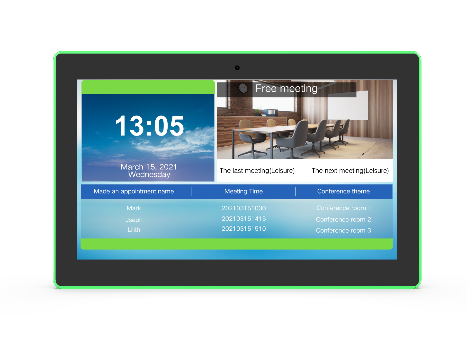 6寸四面带灯会议室预约屏带触摸安卓一体机触摸显示器平板