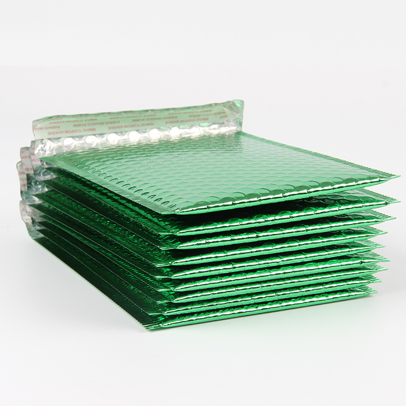镀铝膜气泡袋 绿色气泡缓冲信封袋 服装首饰加厚防震气泡袋跨境