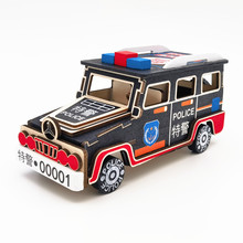 新款木质巡逻特警车儿童玩具男孩礼物木制工艺品模型车模