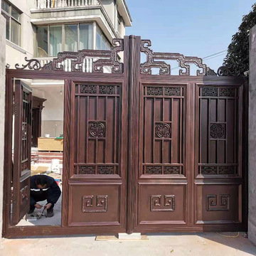 定制封闭式移动大门铝艺门别墅庭院门农村院子大门庭院仿铜大门