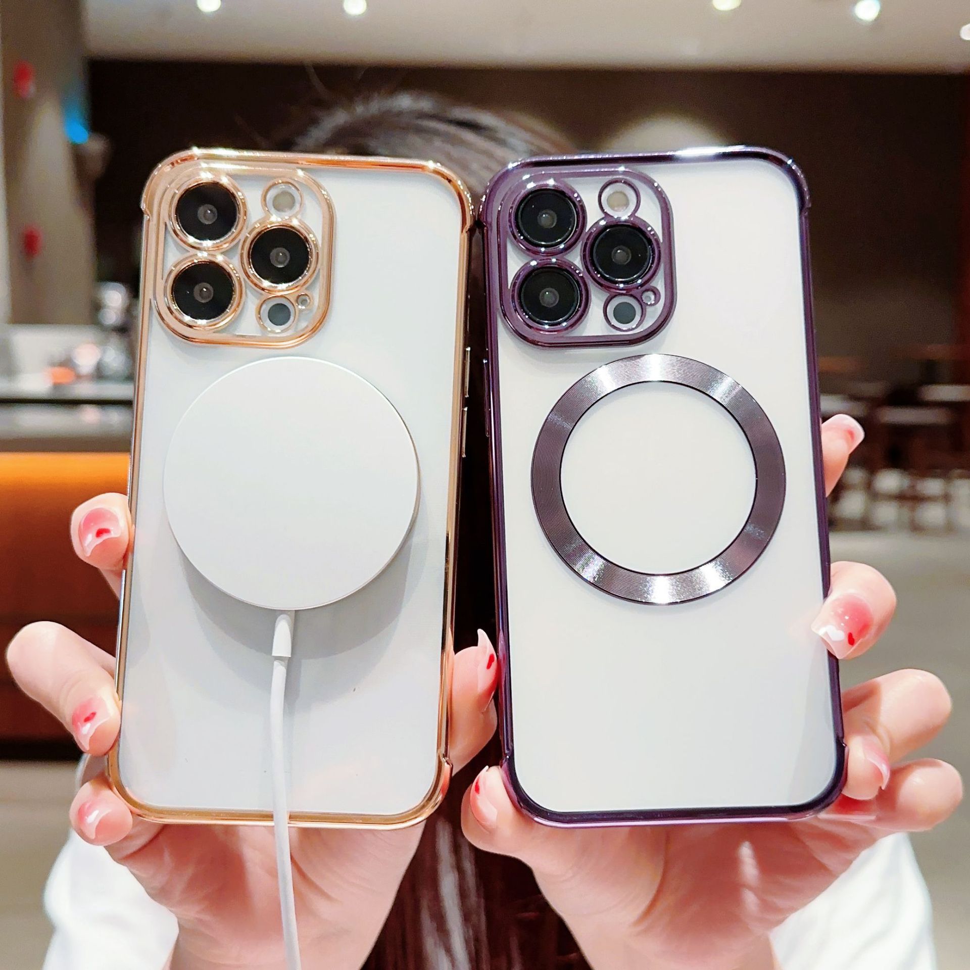 高品质n52磁吸电镀iphone14promax手机壳cd纹适用苹果13/11保护套