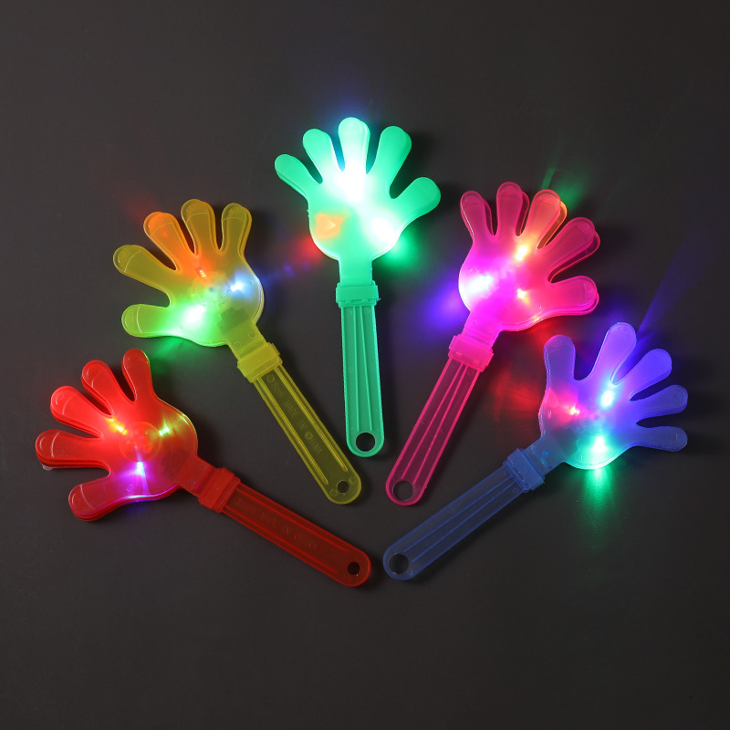 Cross-Border Hot Colorful Toy Small Hand Racket Palm Atmosphere Cheering Props Luminous Festival Clapping Device Applause Device Palm Racket