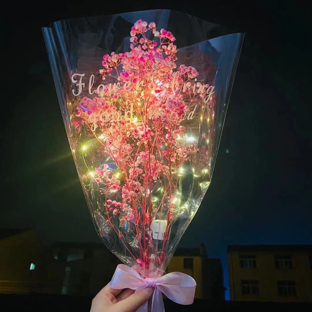 满天星干花发光永生花花束成品夜市摆摊情人节礼物地摊厂家直销