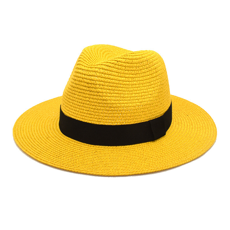 New Summer Hat Straw Panama Straw Hat British Style Top Hat Boy and Girl Sunshade Fashion Sun-Proof Beach Hat