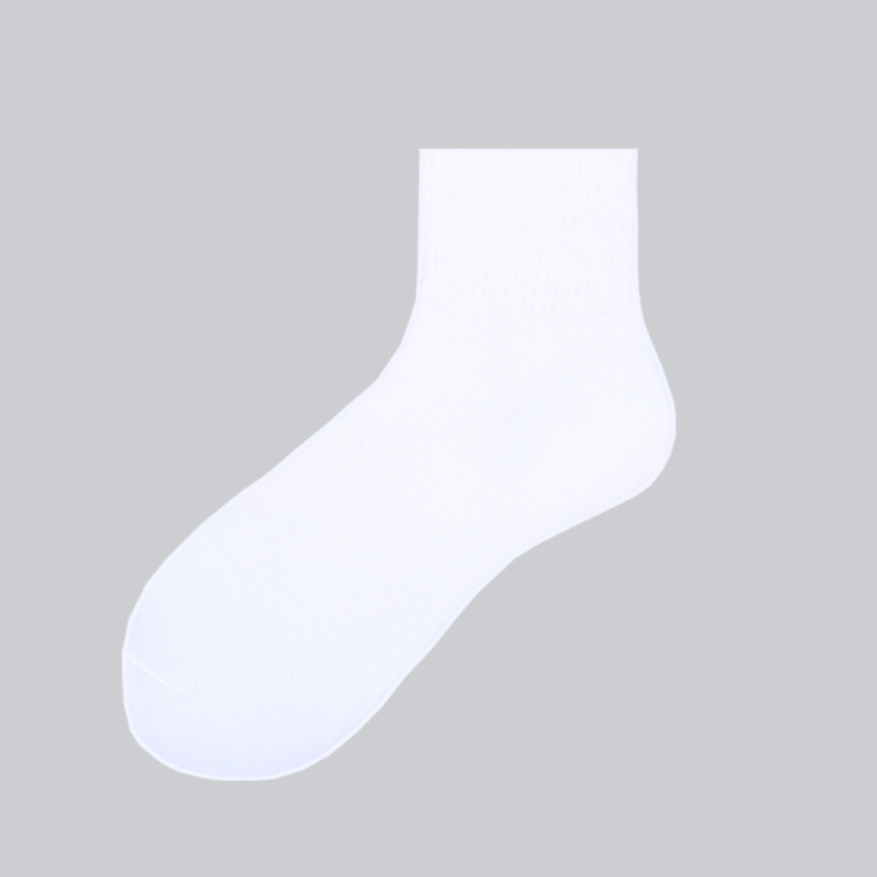 Terry Socks Men's Cotton Socks Middle-Long Stockings Spring, Autumn and Winter Thickened plus Velvet White Socks Sports