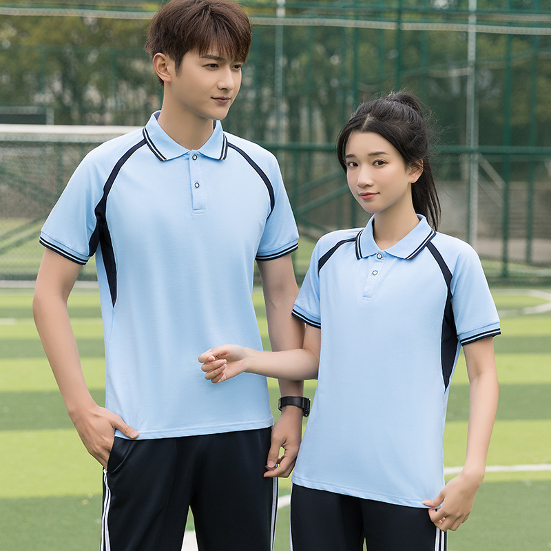 夏季校服套装初中生高中学生军训服棉质毕业照班服短袖上衣运动装