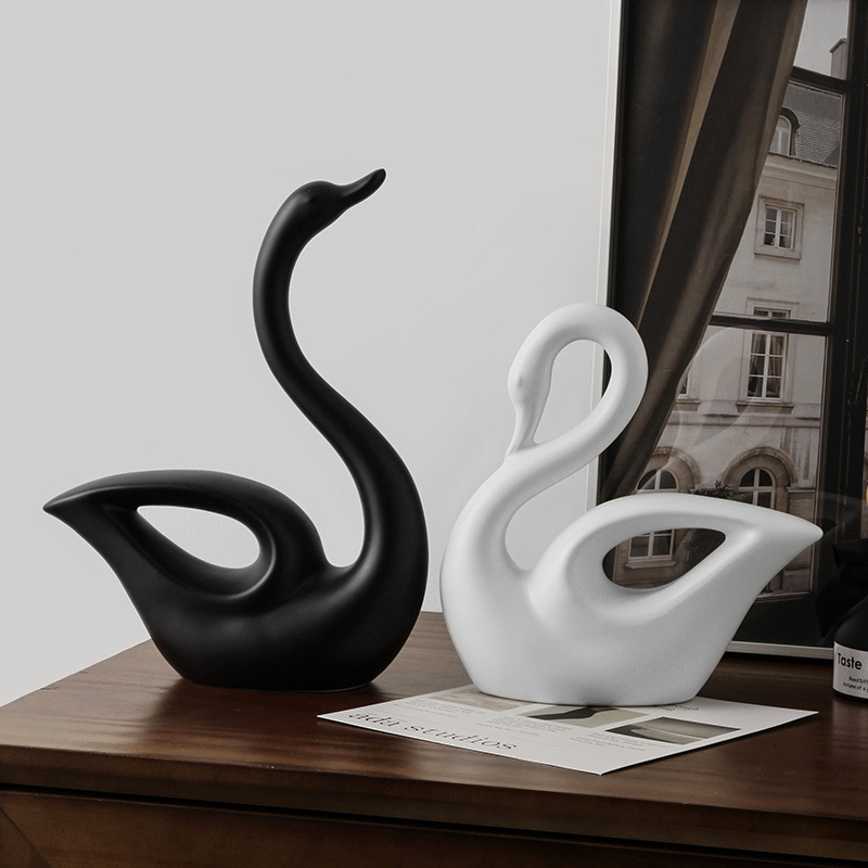 Ceramic Swan Decoration Customization Modern Minimalist Living Room and Home Decorations TV Cabinet Housewarming Gifts & Crafts Customization