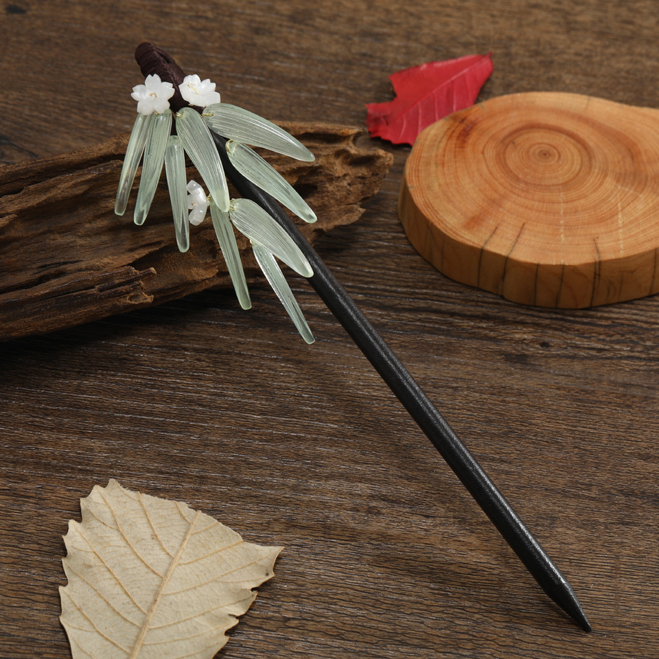 新款复古国风竹子发簪手工鸡翅木女学生汉服日常中式盘发簪子发钗