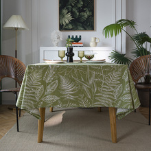 伊缦琪韵桌布绿色叶子素描餐桌布美式布艺长方形厂家直供