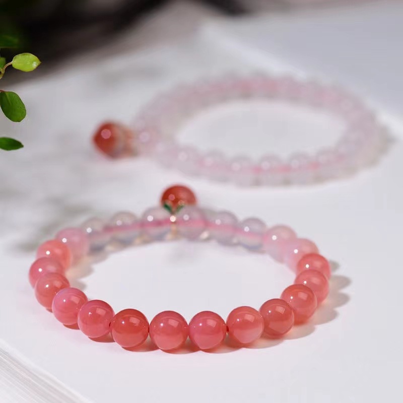 Natural Salt Source Gradient Crimson Agate Bracelet Female Honey Peach Slip Niche Bracelet Ins Style Girlfriends' Gift