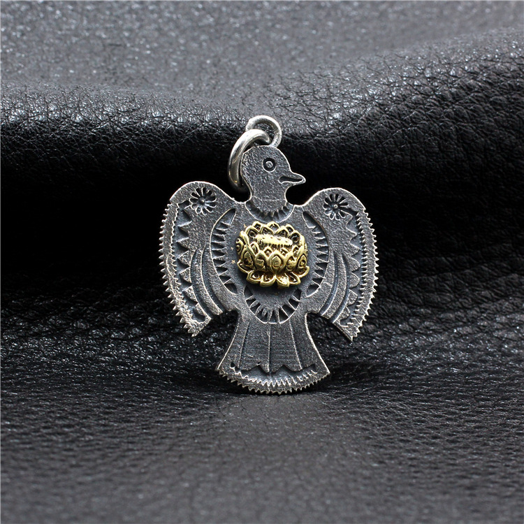 希然手作原创925纯银雷鸟手工吊坠