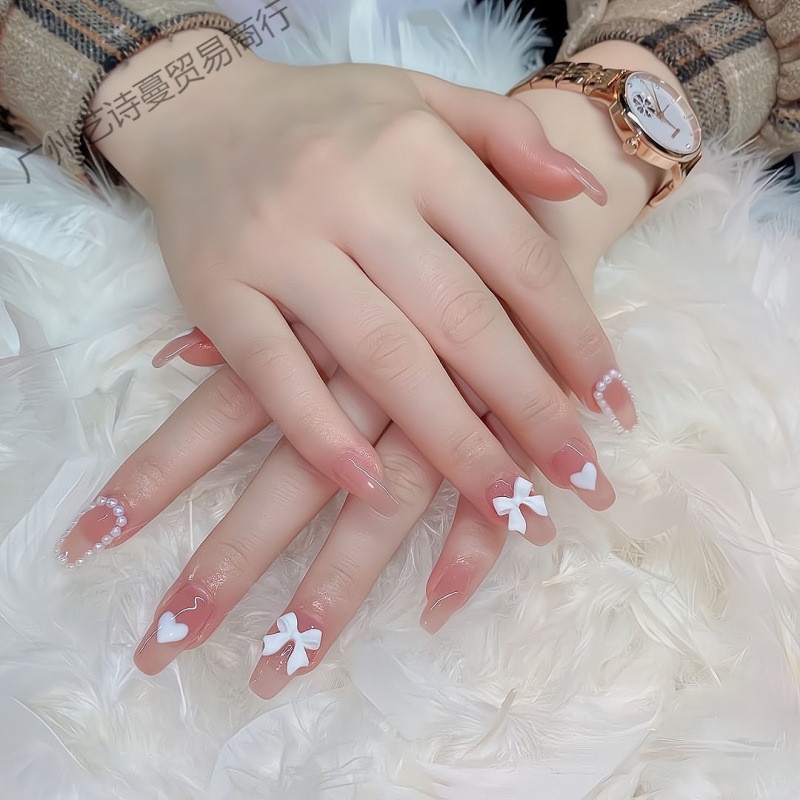 指甲贴片穿戴式美甲贴可拆卸假指甲套装全套风中长款日系甲片