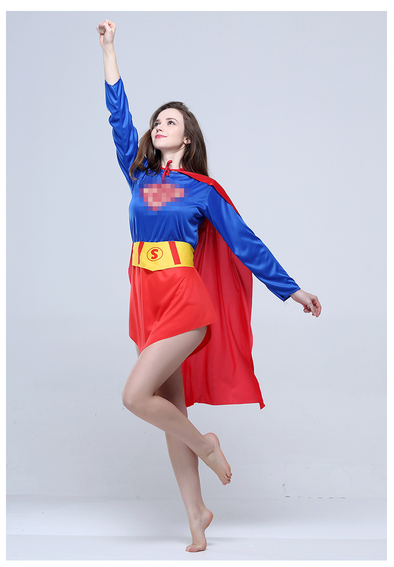 成人字母女超人服装万圣节cosplay 演出服饰化妆舞会角色扮演衣服