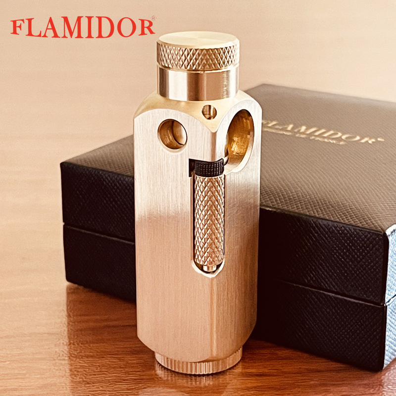 法国品牌flamidor黄铜精雕手工个性创意超薄打火机经典弹射煤油机