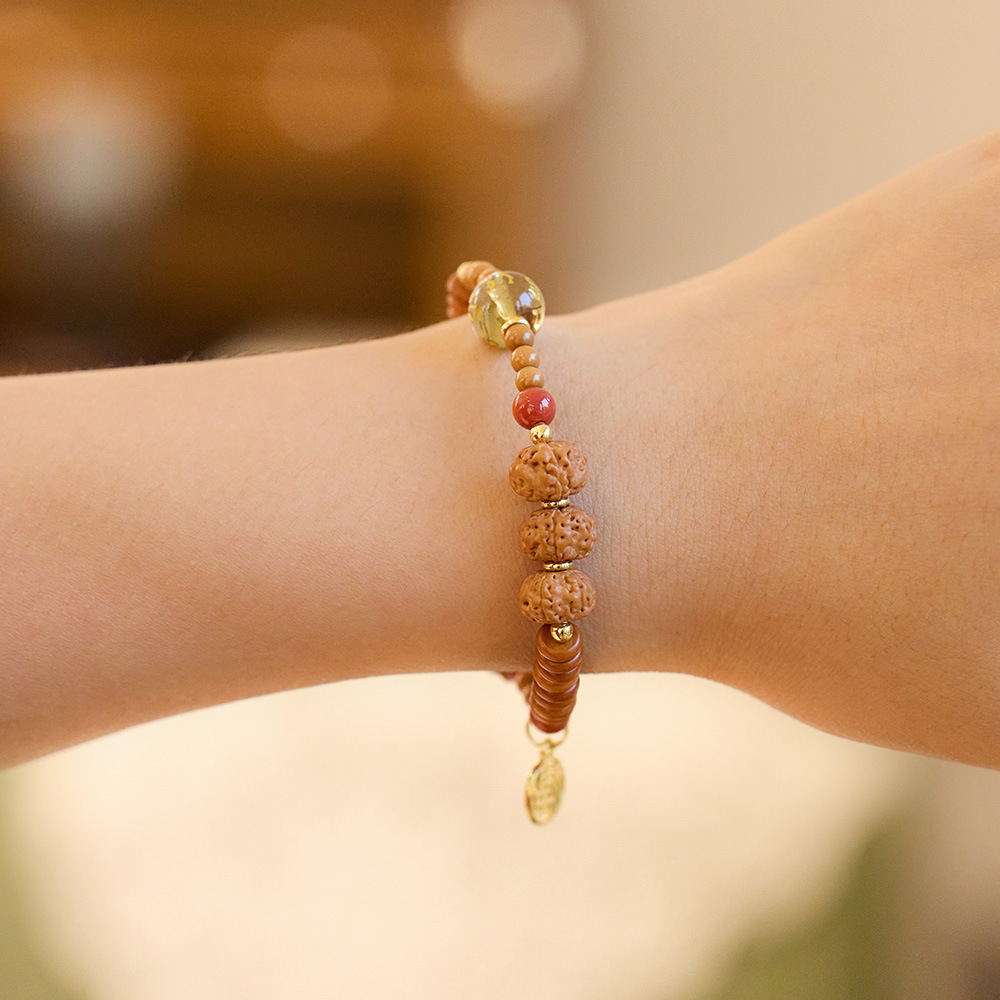 Jiming Ashore Bracelet Natural Rudraksha Bracelet Olive Nut Citrine Agate Crystal Couple Bracelet Wholesale