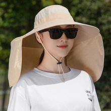 太阳帽新款女士夏季大帽檐帽户帽海边遮脸外防紫外线护脖遮阳