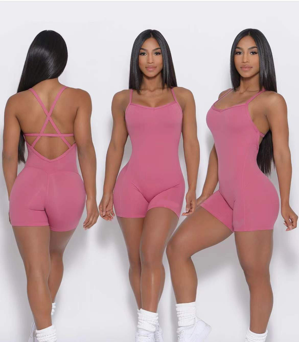 European and American Yoga Bodysuit Body Training Fitness Back Shaping Padded Yoga Clothes Dance Sports Jumpsuit Women