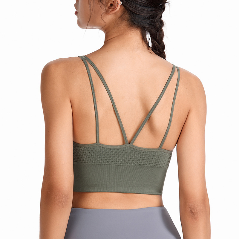 Exclusive for Cross-Border plus Size Solid Color Cross Strap Wireless Yoga Bra plus Size Comfort Breathable Beauty Back Quick-Drying