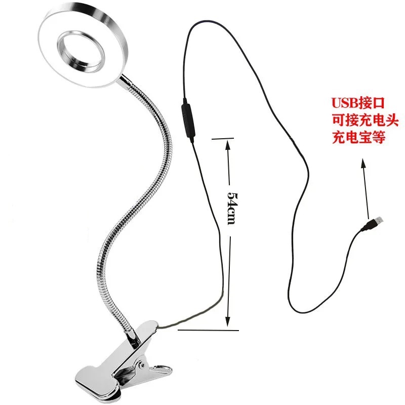 LED Eye Protection Student Desk Lamp Reading Nail Beauty Face Tattoo Brows Selfie Fill Light Magnifying Glass Desktop Clip Lamp