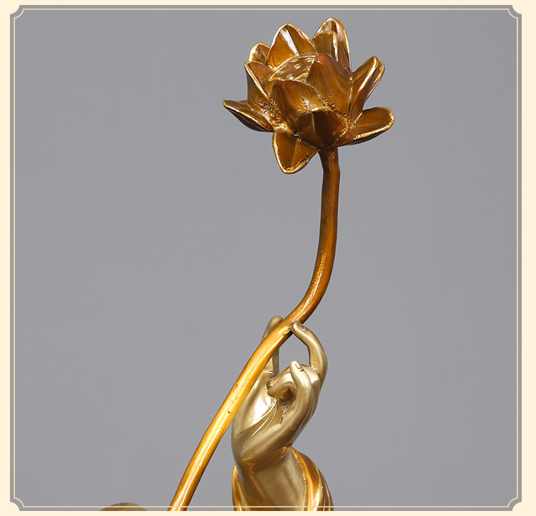 黄铜佛手莲花摆件工艺品客厅办公室家居装饰品