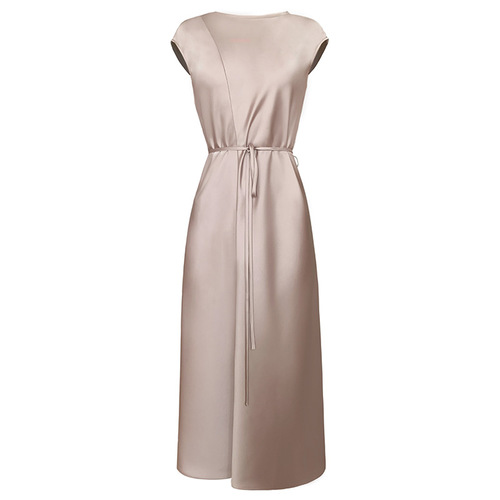 mona原创女装丝滑缎面连衣裙夏高端优雅大气垂感气质a字收腰长裙